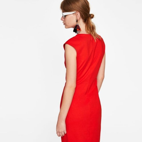 Zara Red Sleeveless Pencil Dress - Picture 3 of 4